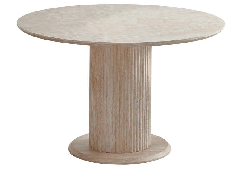 Table à manger ronde effet travertin - Inaya
