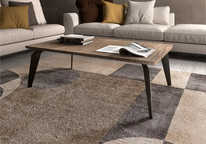 Table basse rectangulaire bois noyer et métal noir - Nora