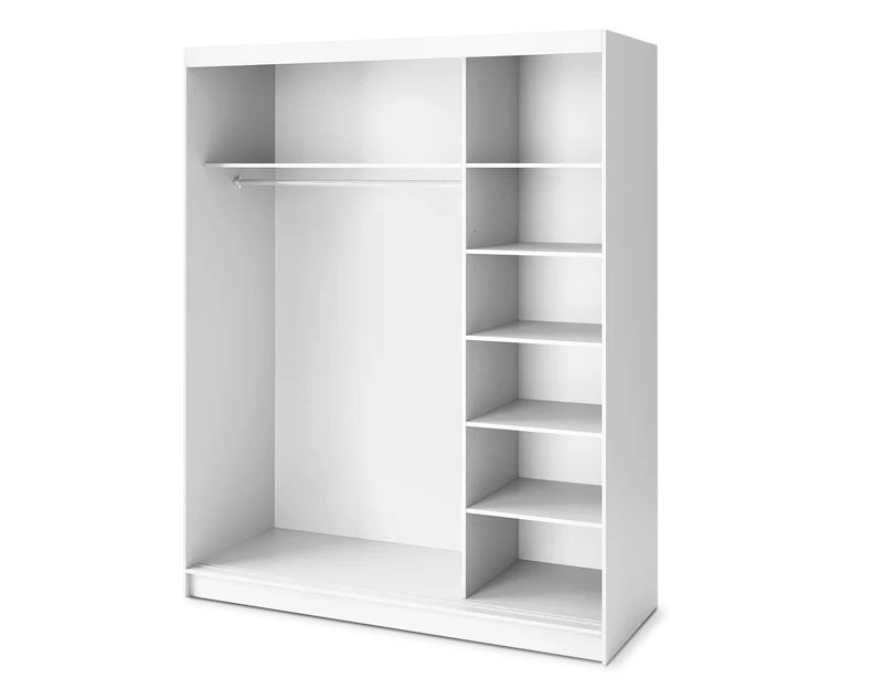 Armoire Dressing Coulissante 120 & 180 cm – Noir ou Blanc – Miroir Optionnel - RAVENTO
