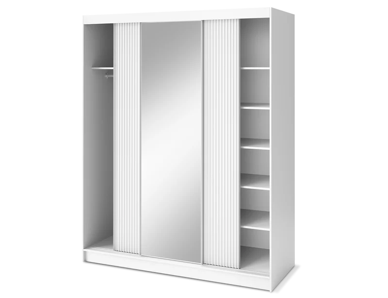 Armoire Dressing Coulissante 120 & 180 cm – Noir ou Blanc – Miroir Optionnel - RAVENTO
