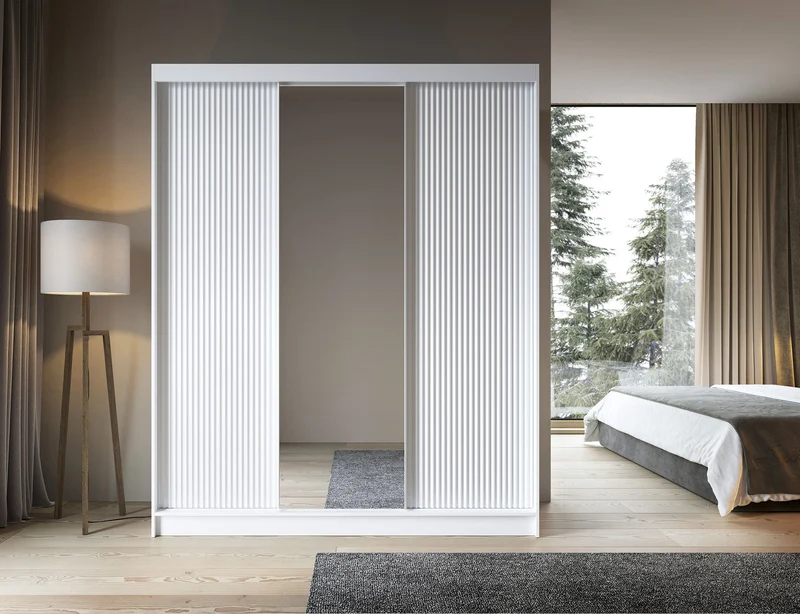 Armoire Dressing Coulissante 120 & 180 cm – Noir ou Blanc – Miroir Optionnel - RAVENTO