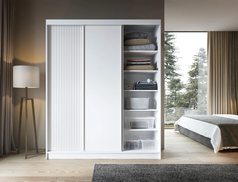 Armoire Dressing Coulissante 120 & 180 cm – Noir ou Blanc – Miroir Optionnel - RAVENTO