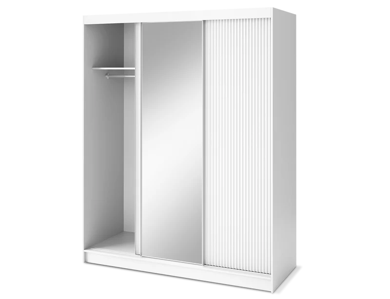 Armoire Dressing Coulissante 120 & 180 cm – Noir ou Blanc – Miroir Optionnel - RAVENTO