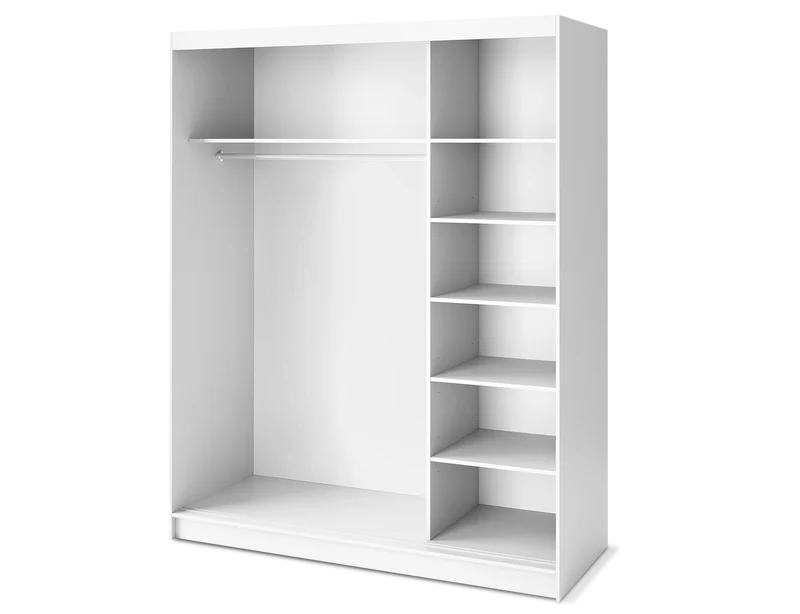 Armoire Dressing Coulissante 120 & 180 cm – Noir ou Blanc – Miroir Optionnel - RAVENTO