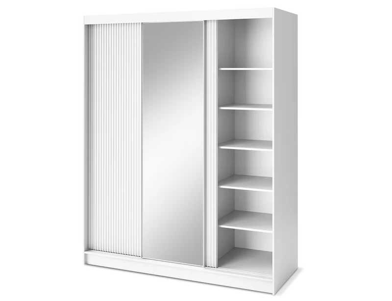 Armoire Dressing Coulissante 120 & 180 cm – Noir ou Blanc – Miroir Optionnel - RAVENTO