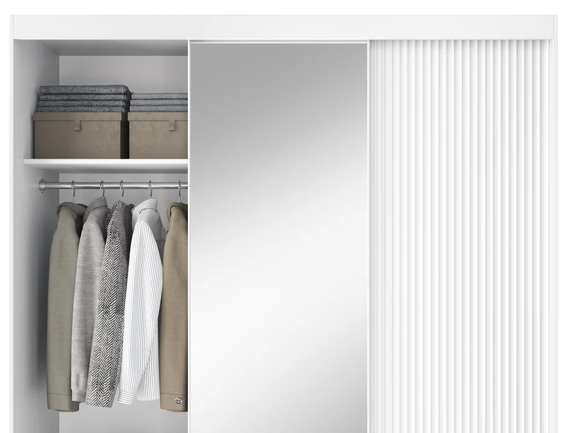 Armoire Dressing Coulissante 120 & 180 cm – Noir ou Blanc – Miroir Optionnel - RAVENTO