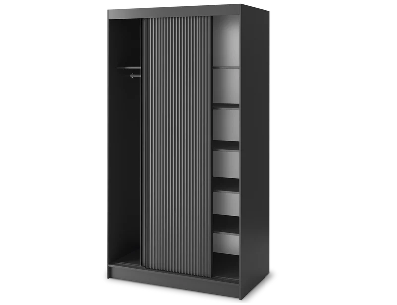 Armoire Dressing Coulissante 120 & 180 cm – Noir ou Blanc – Miroir Optionnel - RAVENTO