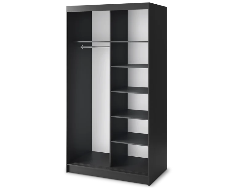 Armoire Dressing Coulissante 120 & 180 cm – Noir ou Blanc – Miroir Optionnel - RAVENTO