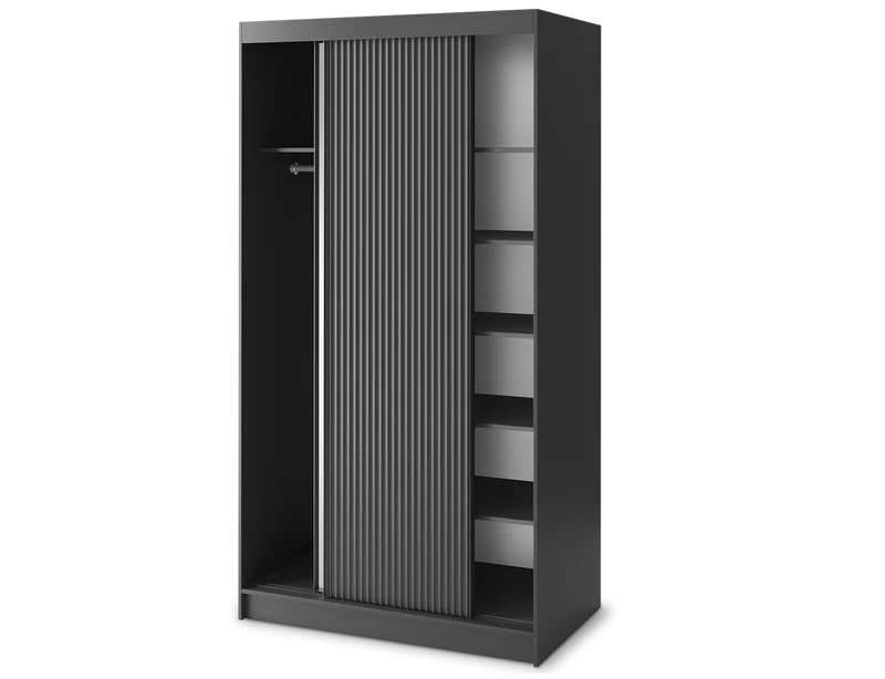 Armoire Dressing Coulissante 120 & 180 cm – Noir ou Blanc – Miroir Optionnel - RAVENTO