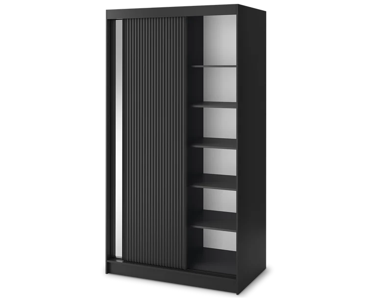 Armoire Dressing Coulissante 120 & 180 cm – Noir ou Blanc – Miroir Optionnel - RAVENTO