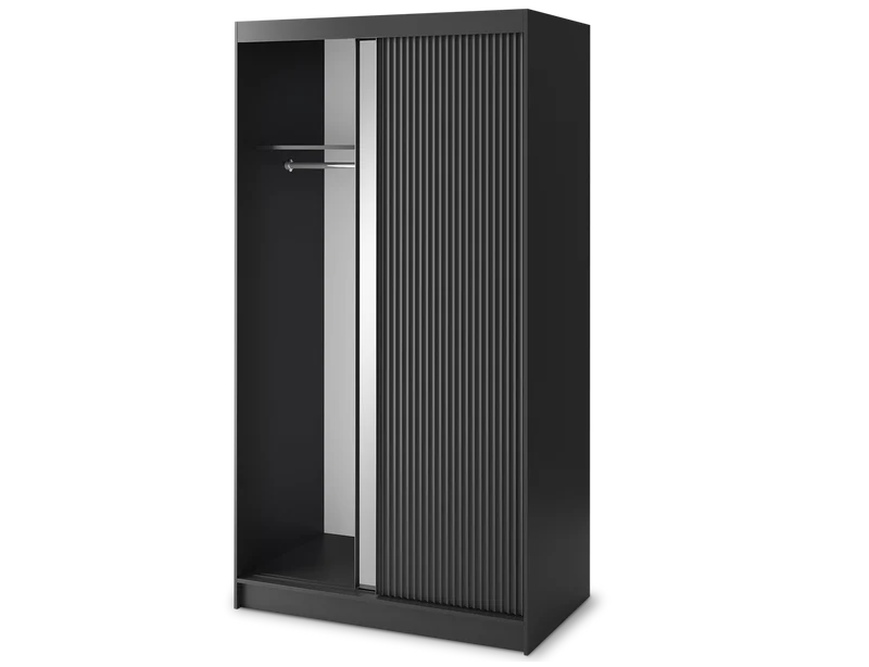 Armoire Dressing Coulissante 120 & 180 cm – Noir ou Blanc – Miroir Optionnel - RAVENTO