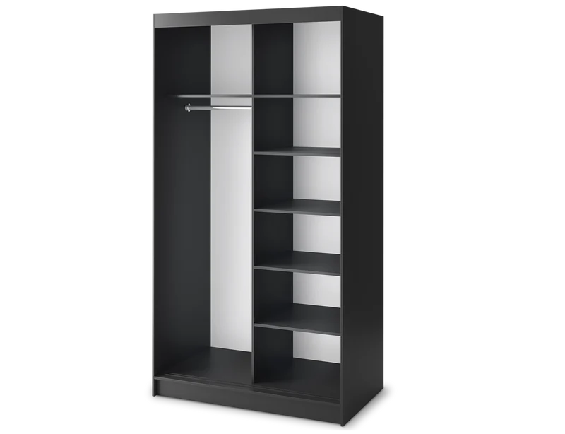 Armoire Dressing Coulissante 120 & 180 cm – Noir ou Blanc – Miroir Optionnel - RAVENTO