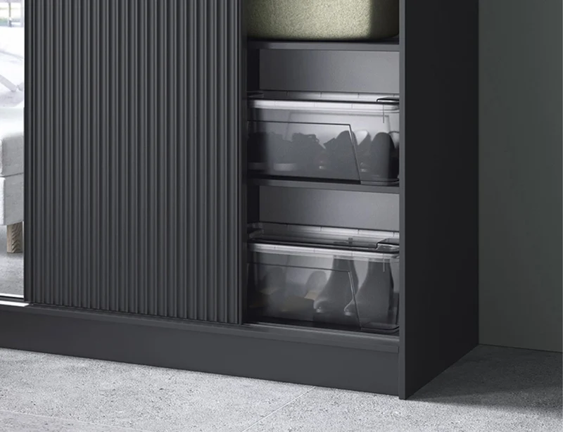 Armoire Dressing Coulissante 120 & 180 cm – Noir ou Blanc – Miroir Optionnel - RAVENTO
