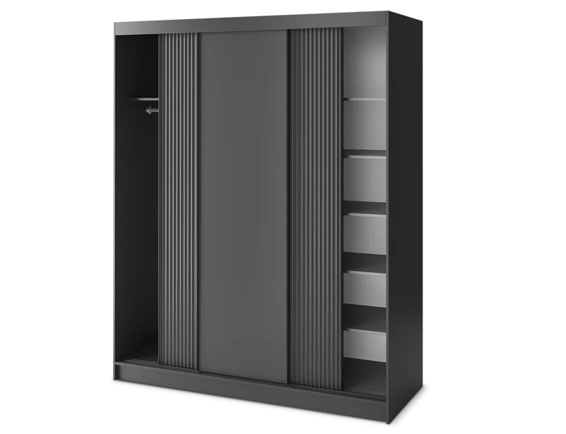 Armoire Dressing Coulissante 120 & 180 cm – Noir ou Blanc – Miroir Optionnel - RAVENTO