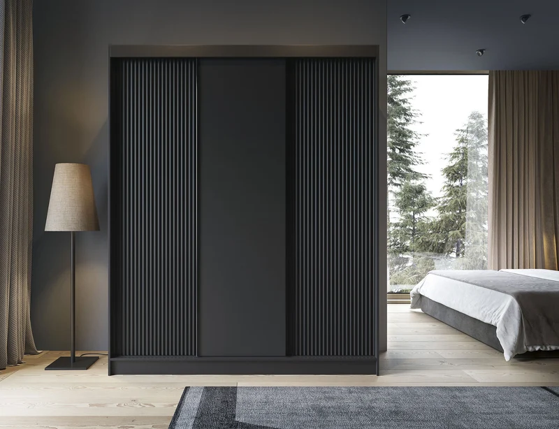 Armoire Dressing Coulissante 120 & 180 cm – Noir ou Blanc – Miroir Optionnel - RAVENTO