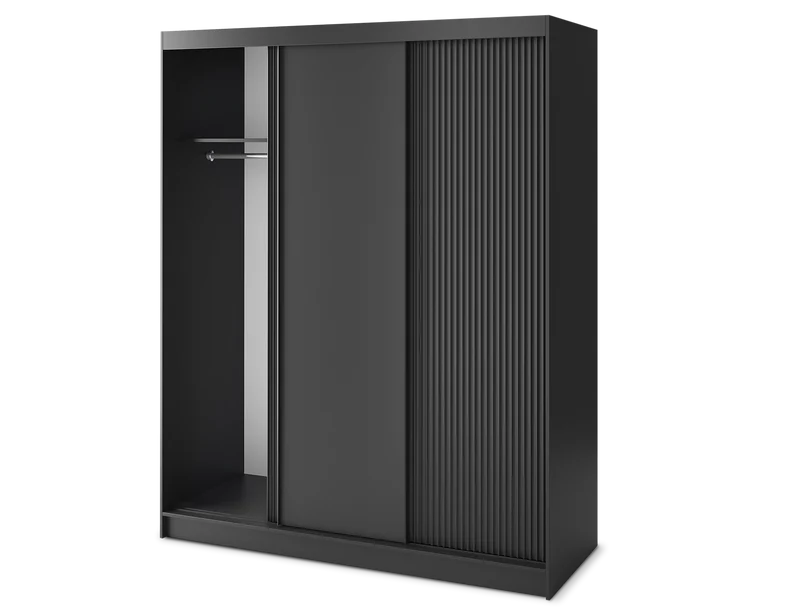 Armoire Dressing Coulissante 120 & 180 cm – Noir ou Blanc – Miroir Optionnel - RAVENTO