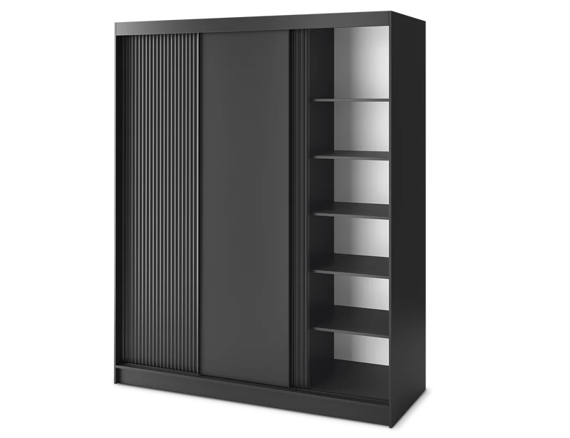 Armoire Dressing Coulissante 120 & 180 cm – Noir ou Blanc – Miroir Optionnel - RAVENTO
