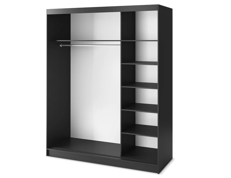 Armoire Dressing Coulissante 120 & 180 cm – Noir ou Blanc – Miroir Optionnel - RAVENTO