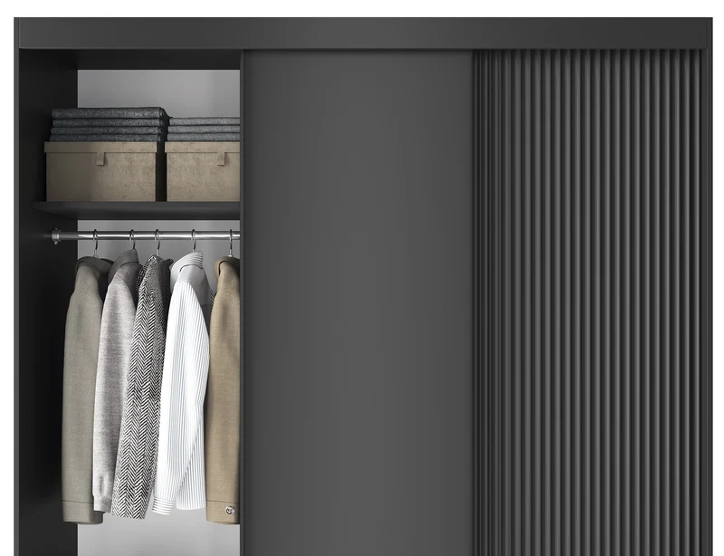 Armoire Dressing Coulissante 120 & 180 cm – Noir ou Blanc – Miroir Optionnel - RAVENTO
