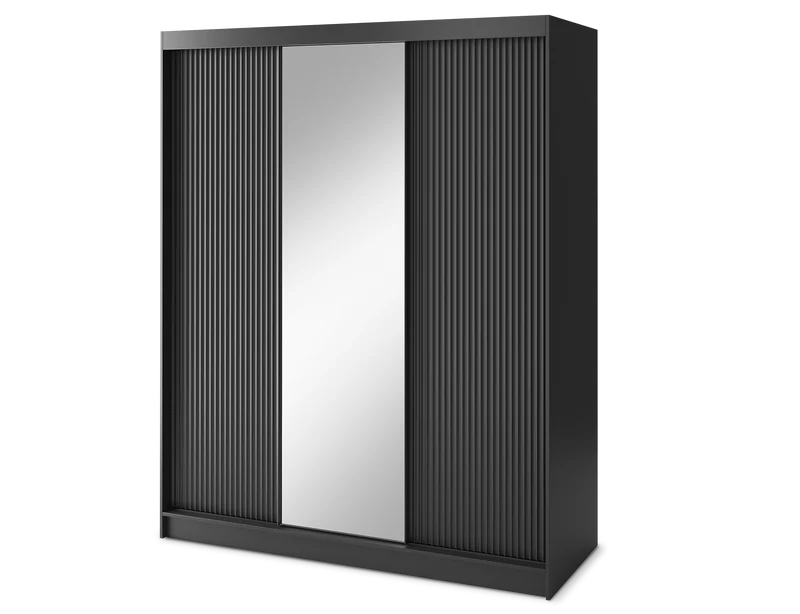 Armoire Dressing Coulissante 120 & 180 cm – Noir ou Blanc – Miroir Optionnel - RAVENTO