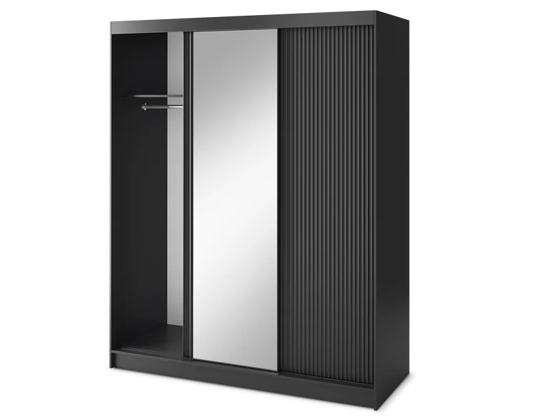 Armoire Dressing Coulissante 120 & 180 cm – Noir ou Blanc – Miroir Optionnel - RAVENTO