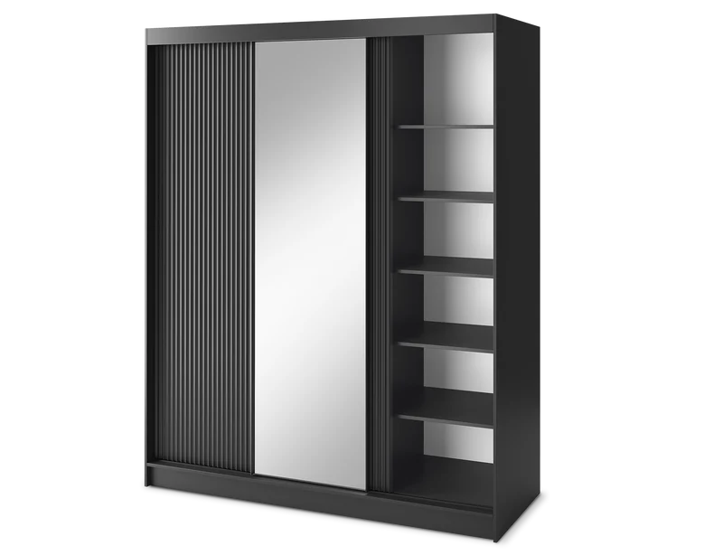 Armoire Dressing Coulissante 120 & 180 cm – Noir ou Blanc – Miroir Optionnel - RAVENTO