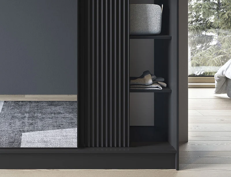 Armoire Dressing Coulissante 120 & 180 cm – Noir ou Blanc – Miroir Optionnel - RAVENTO