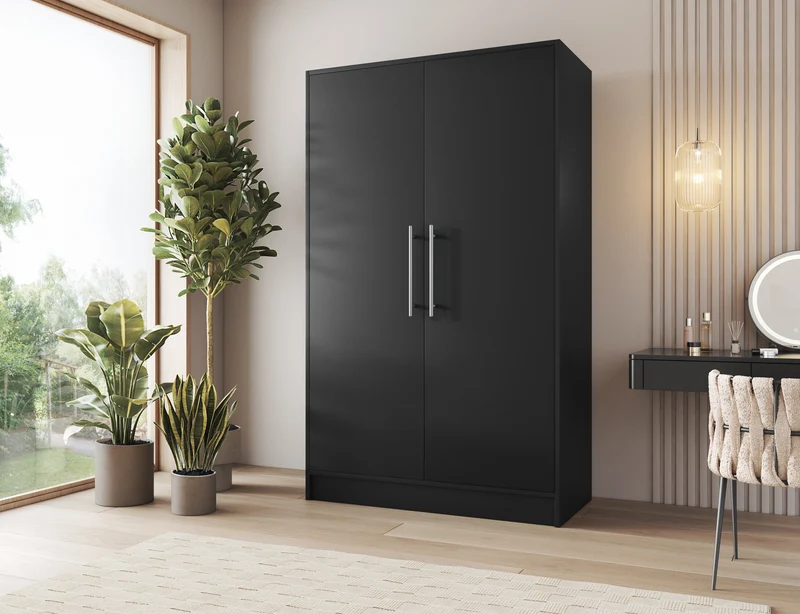 Armoire Dressing 2 Portes 120 cm – Design Moderne + Grand Rangement – Miroir Optionnel - NORVIA