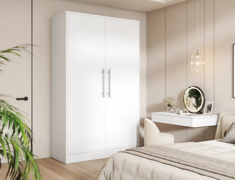 Armoire Dressing 2 Portes 120 cm – Design Moderne + Grand Rangement – Miroir Optionnel - NORVIA