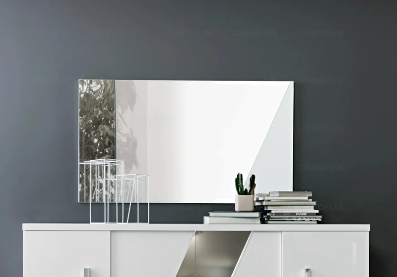 Miroir mural rectangulaire 140 cm blanc laqué - Lisa