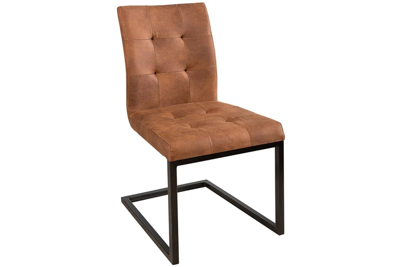Lot de 2x chaises cantilever design OXFORD vintage marron cadre fer