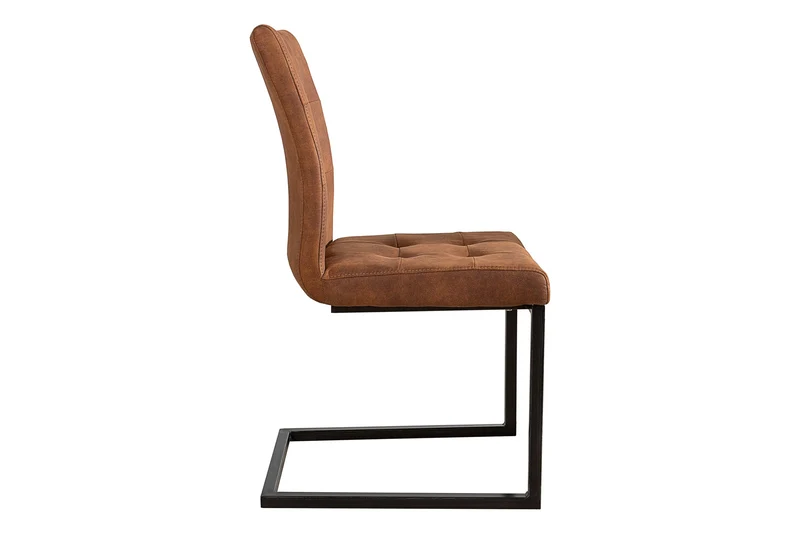 Lot de 2x chaises cantilever design OXFORD vintage marron cadre fer