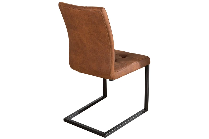 Lot de 2x chaises cantilever design OXFORD vintage marron cadre fer