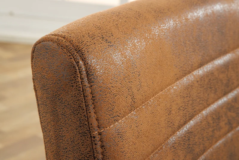 Lot de 2x chaises cantilever industrielle LOFT vintage en microfibre marron avec accoudoirs en acier inoxydable