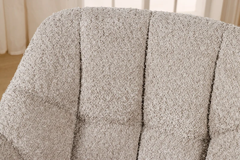 Lot de 2x chaises pivotante PAPILLON en bouclé beige avec accoudoirs, structure en métal noir
