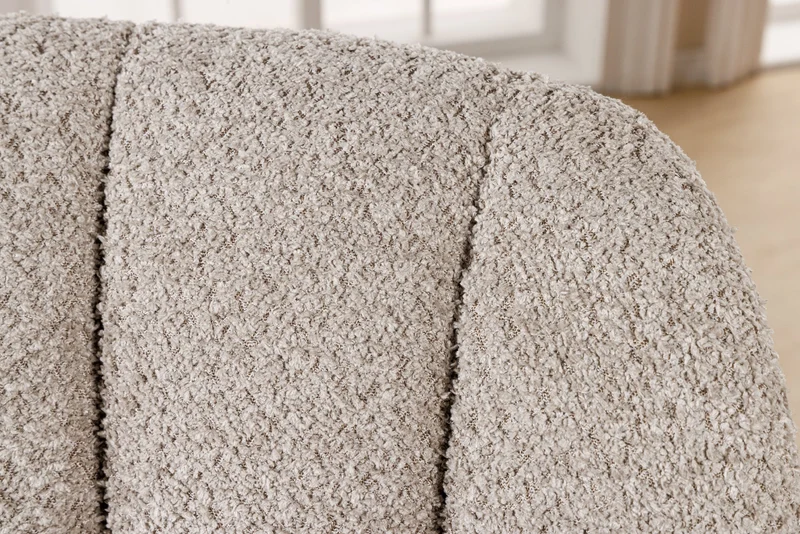 Lot de 2x chaises pivotante PAPILLON en bouclé beige avec accoudoirs, structure en métal noir