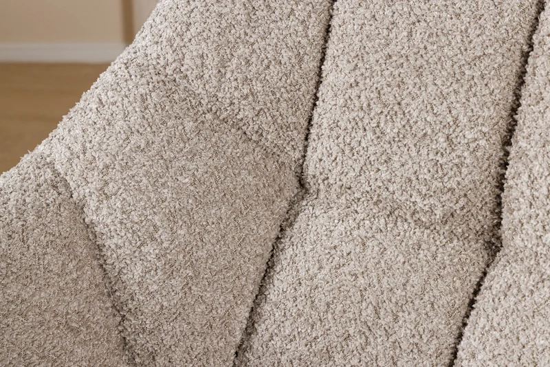 Lot de 2x chaises pivotante PAPILLON en bouclé beige avec accoudoirs, structure en métal noir