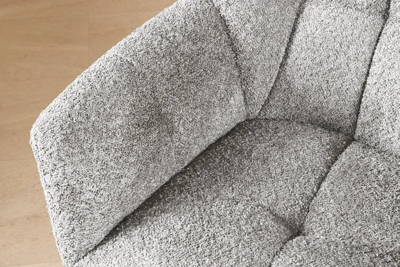 Lot de 2x chaises pivotante PAPILLON en bouclé gris avec accoudoirs, structure en métal noir