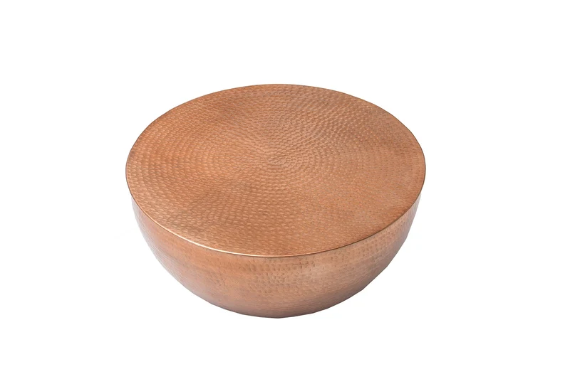 Table basse ronde ORIENT II 60cm cuivre métal aluminium martelé design fait main