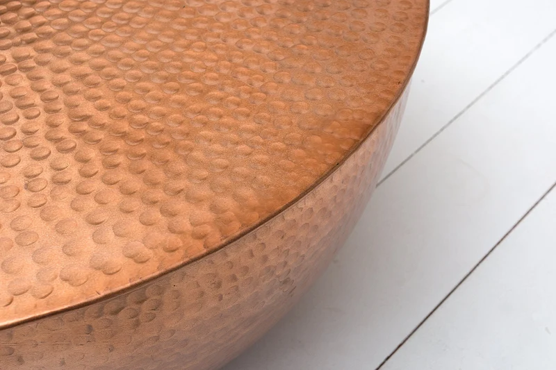 Table basse ronde ORIENT II 60cm cuivre métal aluminium martelé design fait main