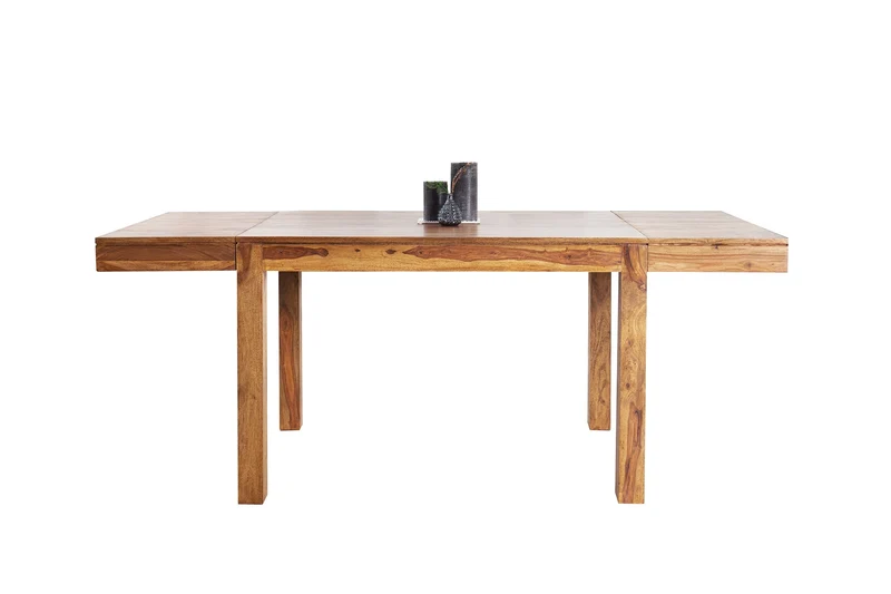 Table à manger en bois massif PURE 120-200cm finition pierre de Sheesham marron avec rallonges