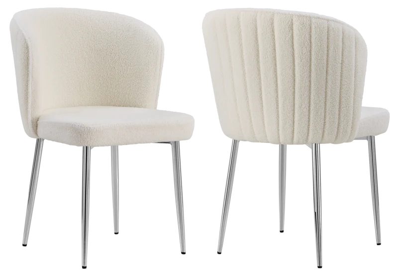 Chaise de salle à manger design en tissu bouclé écru - Diva x4