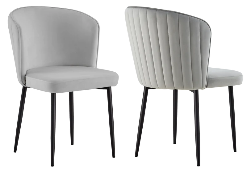 Chaise de salle à manger design en velours gris - Diva x4