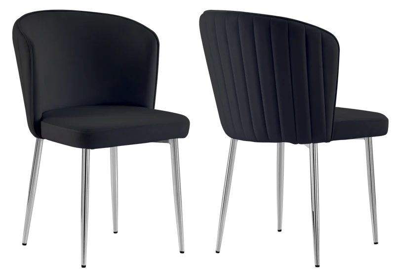 Chaise de salle à manger design en velours noir - Diva x4