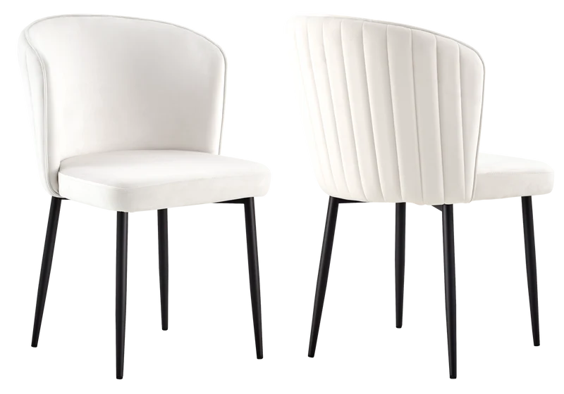 Chaise de salle à manger design en velours écru - Diva x4