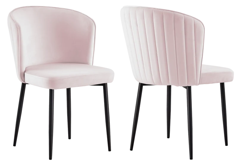 Chaise de salle à manger design en velours rose - Diva x4