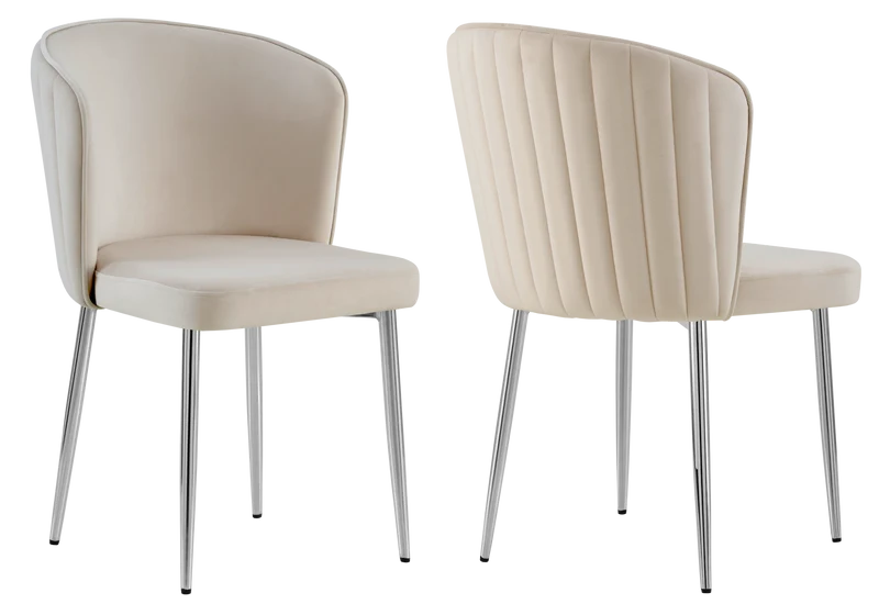 Chaise de salle à manger design en velours taupe - Diva x4