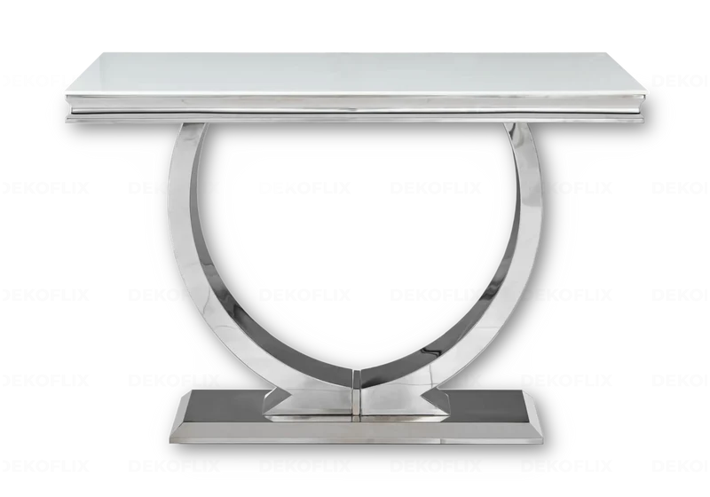 Console verre blanc argent - Bobo