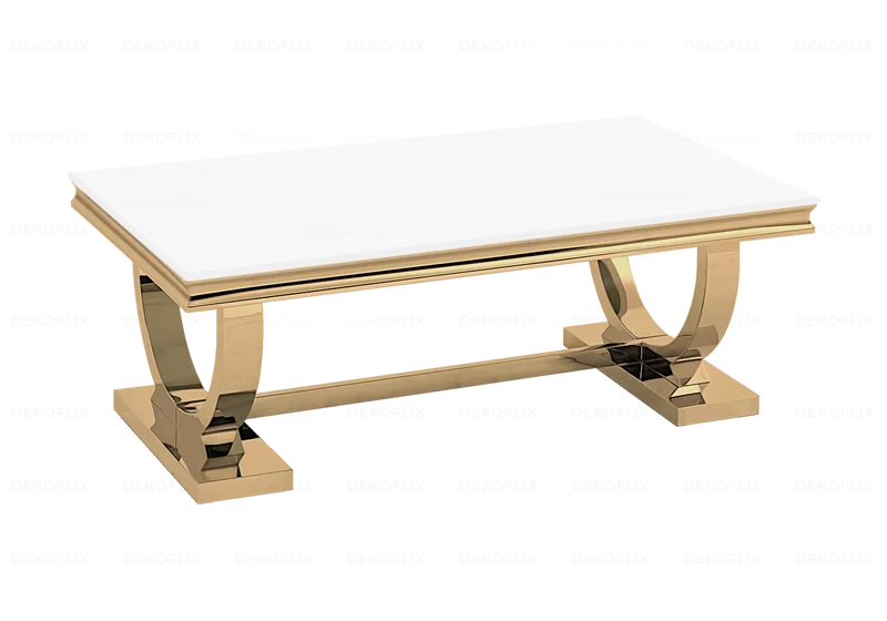 Table basse verre blanc doré - Bobo