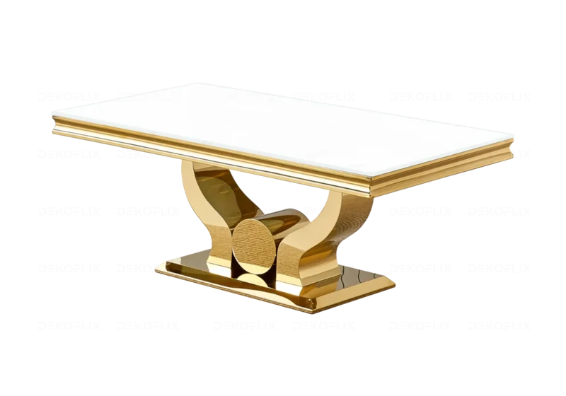 Table basse verre blanc dorée - Omega